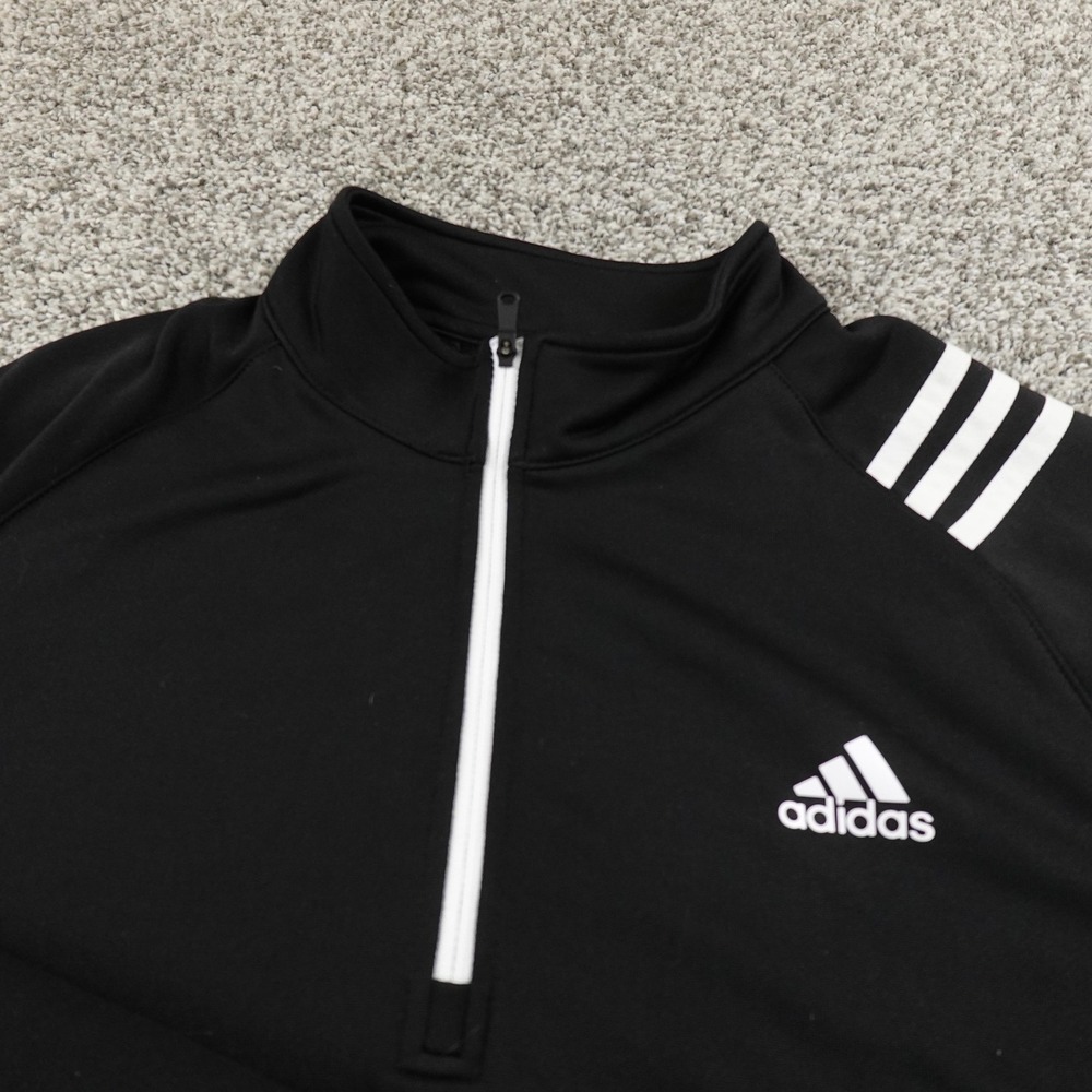 Adidas‎ Pullover Mens L Black 1/4 Zip Golf Long Sleeve Performance Shirt Top Gym - Picture 3 of 11
